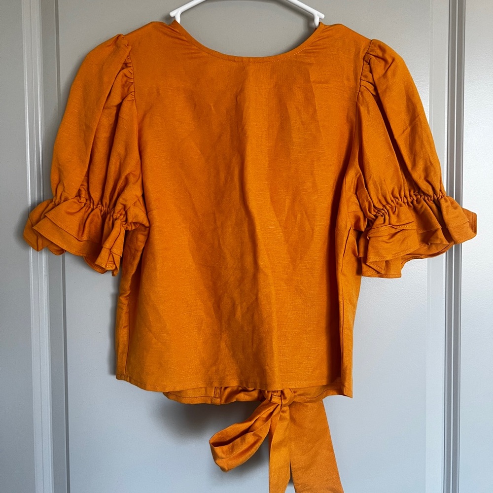 Orange Puffed Sleeve Top